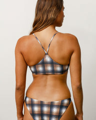 Halter Bikini Top Womens Sleeveless In Brown Plaid