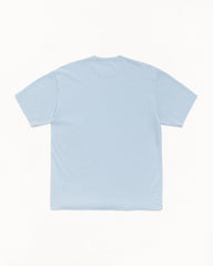 Stüssy Garment Dyed SS Tee, TEES - TEES category in Dust Blue, midweight cotton crewneck, back flat view