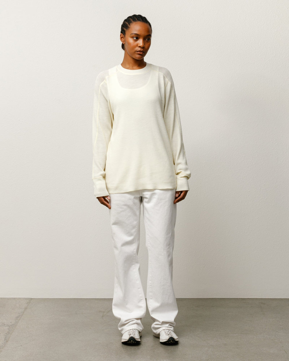 Stüssy Wool LS Thermal crewneck long sleeve in ecru | product-card-slider