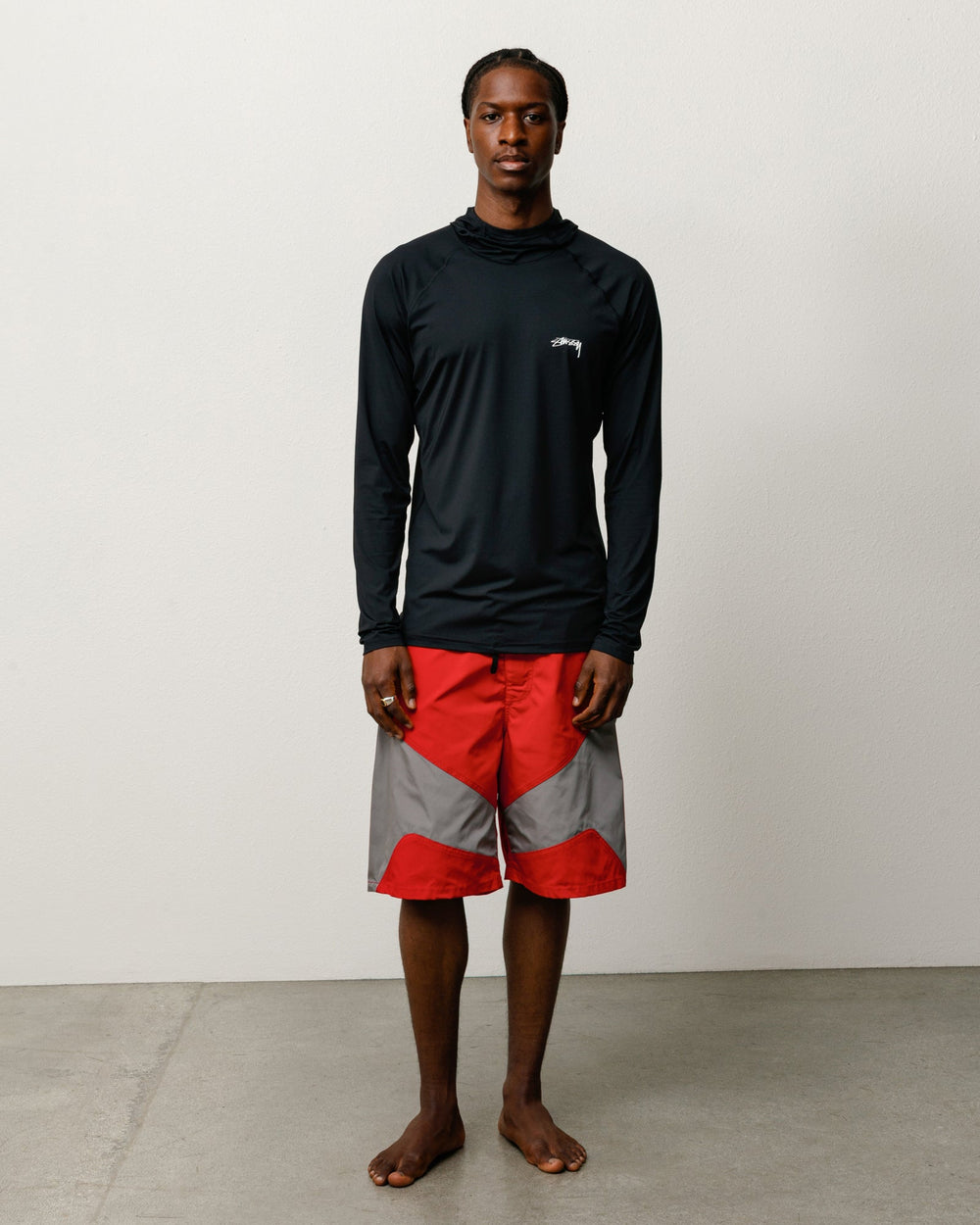 Ls Hooded Rash Guard Unisex Long Sleeve In Black | product-card-slider