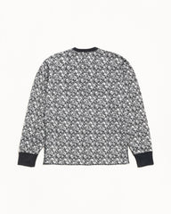 Pigment Dyed LS Thermal waffle knit long sleeve in Bones, allover skull print | product-card-slider