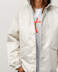 Hooded Coaches Jacket Unisex Long Sleeve In Bone