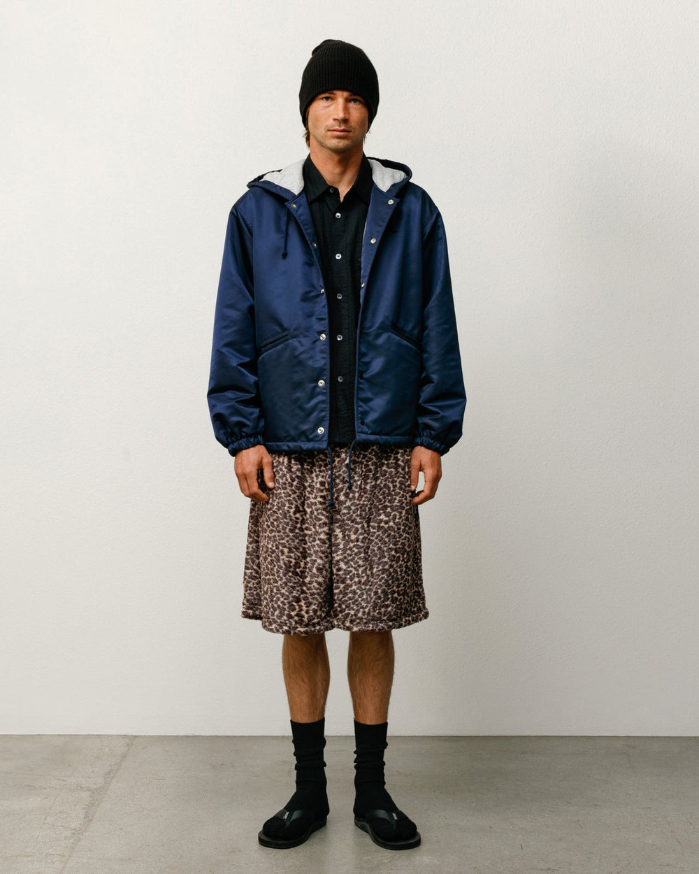 Hooded Coaches Jacket Mens Long Sleeve In Navy | product-card-slider