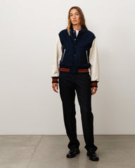 Wool Varsity Unisex Long Sleeve In Navy | product-card-slider