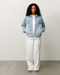 Stüssy Denim Trucker Jacket in Light Wash Indigo, relaxed fit