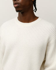 Waffle Cashmere Sweater Mens Long Sleeve In Ivory