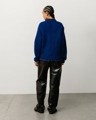 Waffle Cashmere Sweater Mens Long Sleeve In Navy
