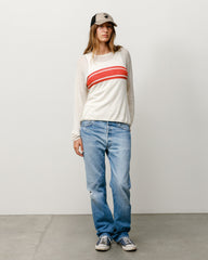 Lightweight Striped Sweater in Bone, relaxed-fit linen-cotton long-sleeve with ribbed crewneck and cuffs | product-card-slider