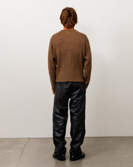 Merino Roll Neck Sweater Unisex Long Sleeve In Brown