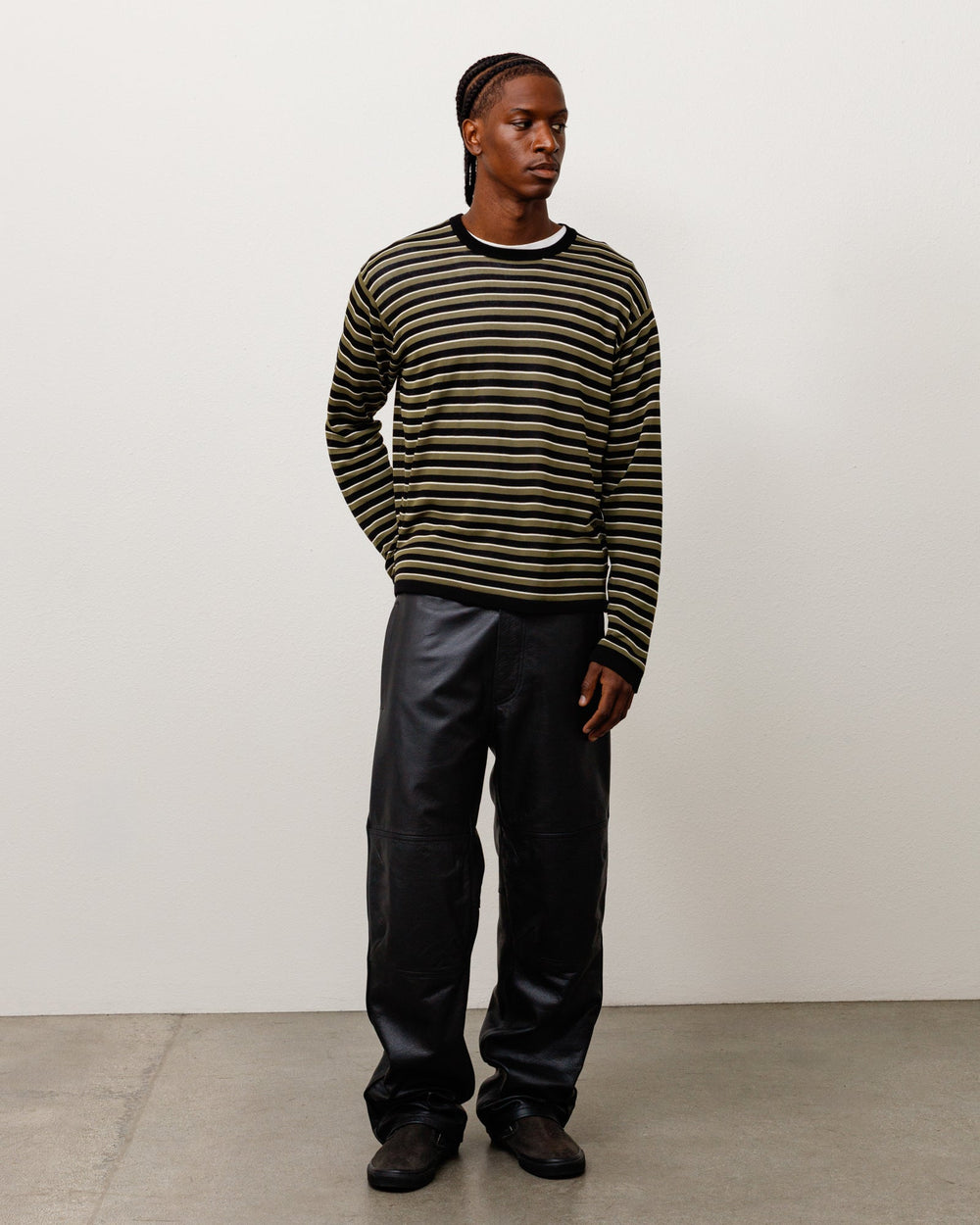 Lightweight Stripe Sweater Unisex Long Sleeve In Black | product-card-slider