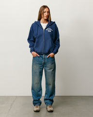 Varsity Zip Hood Unisex Long Sleeve In Navy