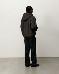 Varsity Zip Hood Unisex Long Sleeve In Washed Black