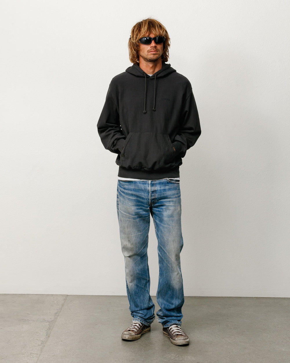 Lightweight Terry Hoodie Unisex Long Sleeve In Black | product-card-slider