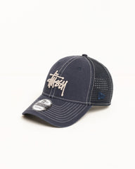 9TWENTY Washed Basic Trucker cap in navy with mesh back and Stüssy logo | product-card-slider