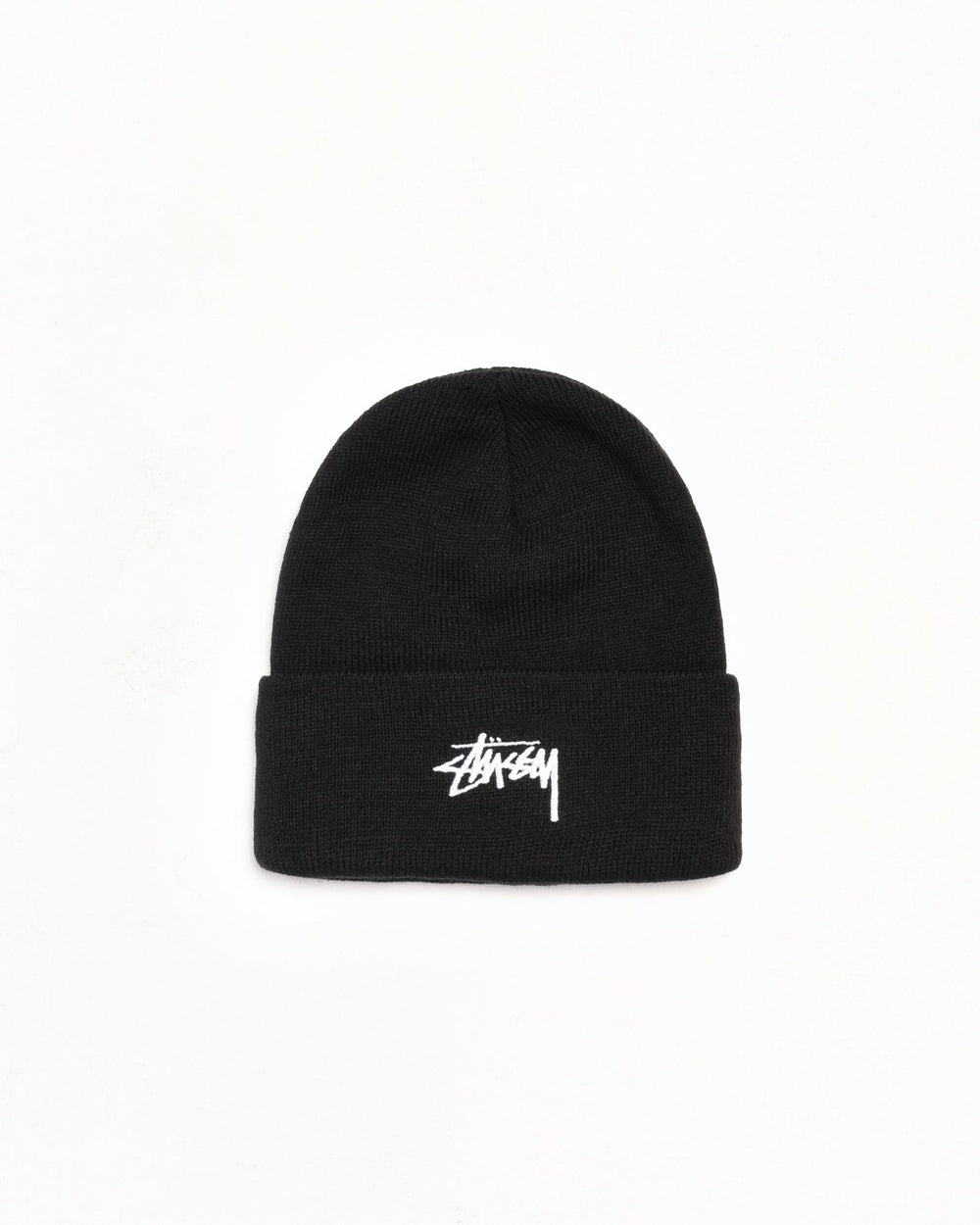 Stüssy Stock Cuff Beanie Unisex in the color Black | hero:main:collection:new-arrivals,shirts,tops-shirts,all,tees,outerwear,denim,knits,accessories,sunglasses,hoodies,sweats,mens-hoodies-sweatshirts,shorts,pants,bottoms,crew-sweats,zip-ups,swim,sweatpants,graphics,lazy-tees,mens-swim,womens-swim,swim,basic-9twenty,button-ups,jerseys,thermals,shorts,trunks,cargos,denim-jeans,bottoms,bags,belts,wearables,gear,footwear,button-ups,basic-tops,jerseys, | product-card-slider