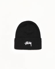 Stüssy Stock Cuff Beanie Unisex in the color Black | hero:main:collection:new-arrivals,shirts,tops-shirts,all,tees,outerwear,denim,knits,accessories,sunglasses,hoodies,sweats,mens-hoodies-sweatshirts,shorts,pants,bottoms,crew-sweats,zip-ups,swim,sweatpants,graphics,lazy-tees,mens-swim,womens-swim,swim,basic-9twenty,button-ups,jerseys,thermals,shorts,trunks,cargos,denim-jeans,bottoms,bags,belts,wearables,gear,footwear,button-ups,basic-tops,jerseys, | product-card-slider