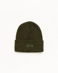 Stüssy Stock Cuff Beanie, unisex, marled olive acrylic with stock logo embroidery | hero:main:collection:new-arrivals,shirts,tops-shirts,all,tees,outerwear,denim,knits,accessories,sunglasses,hoodies,sweats,mens-hoodies-sweatshirts,shorts,pants,bottoms,crew-sweats,zip-ups,swim,sweatpants,graphics,lazy-tees,mens-swim,womens-swim,swim,basic-9twenty,button-ups,jerseys,thermals,shorts,trunks,cargos,denim-jeans,bottoms,bags,belts,wearables,gear,footwear,button-ups,basic-tops,jerseys, | product-card-slider