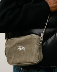 WAXED CANVAS POUCH Accessories in Stone, waxed canvas crossbody with white Stüssy logo embroidery | product-card-slider