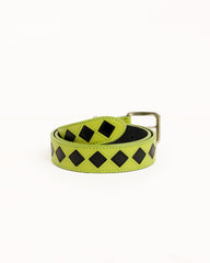 Leather Argyle Belt Unisex In Lime | product-card-slider