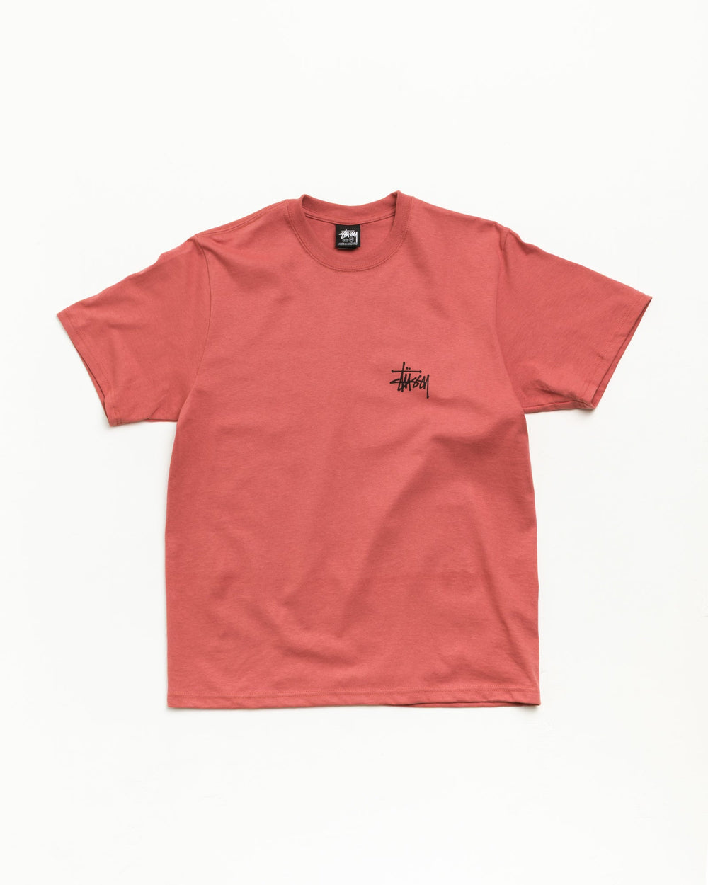 Basic Stüssy Tee unisex short-sleeve cotton T-shirt in Clay with chest logo | product-card-slider