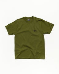 Basic Stüssy Tee Unisex Short Sleeve in Olive, cotton jersey | product-card-slider