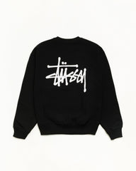 Basic Stüssy Crew unisex fleece sweatshirt in Black | hero:main:collection:new-arrivals,shirts,tops-shirts,all,tees,outerwear,denim,crew-sweats,knits,accessories,sunglasses,hoodies,sweats,mens-hoodies-sweatshirts,shorts,pants,bottoms,basic-stussy-sweats,basic-stussy-tees, | product-card-slider