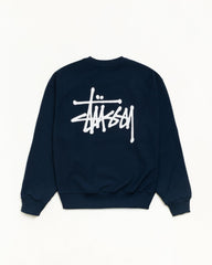 Basic Stüssy Crew unisex long sleeve sweatshirt in Navy | hero:main:collection:new-arrivals,shirts,tops-shirts,all,tees,outerwear,denim,crew-sweats,knits,accessories,sunglasses,hoodies,sweats,mens-hoodies-sweatshirts,shorts,pants,bottoms,basic-stussy-sweats,basic-stussy-tees, | product-card-slider