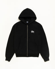 Basic Stüssy Zip Hoodie in Black | hero:main:collection:new-arrivals,shirts,tops-shirts,all,tees,outerwear,denim,knits,accessories,sunglasses,hoodies,sweats,mens-hoodies-sweatshirts,shorts,pants,bottoms,crew-sweats,zip-ups,swim,sweatpants, | product-card-slider