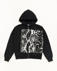Snakeskin Zip Hood Unisex Long Sleeve In Black | hero:main:collection:new-arrivals,shirts,tops-shirts,all,tees,outerwear,denim,knits,accessories,sunglasses,hoodies,sweats,mens-hoodies-sweatshirts,shorts,pants,bottoms,crew-sweats,zip-ups,swim,sweatpants,graphics,lazy-tees,swim,basic-9twenty,button-ups,shorts,cargos,denim-jeans,bottoms,bags,belts,wearables,gear,footwear,button-ups,basic-tops,jerseys,big-ol,classics,slim,jackets,all, | product-card-slider