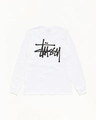Basic Stüssy LS Tee Unisex Long Sleeve in the color White | hero:main:collection:new-arrivals,shirts,tops-shirts,all,tees,outerwear,denim,crew-sweats,knits,accessories,sunglasses,hoodies,sweats,mens-hoodies-sweatshirts,shorts,pants,bottoms,basic-stussy-sweats,basic-stussy-tees, | product-card-slider