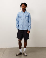 Denim Western Shirt Unisex Long Sleeve In Light Denim | product-card-slider