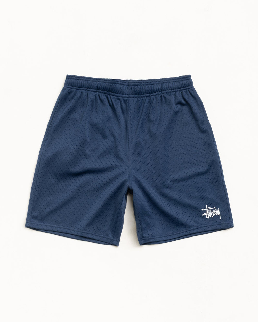 Basic Mesh Short in Navy, men's regular fit mesh shorts with Stüssy logo | hero:main:collection:graphics,lazy-tees,mens-swim,womens-swim,swim,basic-9twenty,button-ups,jerseys,thermals,shorts,trunks,cargos,denim-jeans,bottoms,bags,belts,wearables,gear,footwear,new-arrivals,shirts,tops-shirts,all,tees,outerwear,denim,knits,accessories,sunglasses,hoodies,sweats,mens-hoodies-sweatshirts,shorts,pants,bottoms | product-card-slider