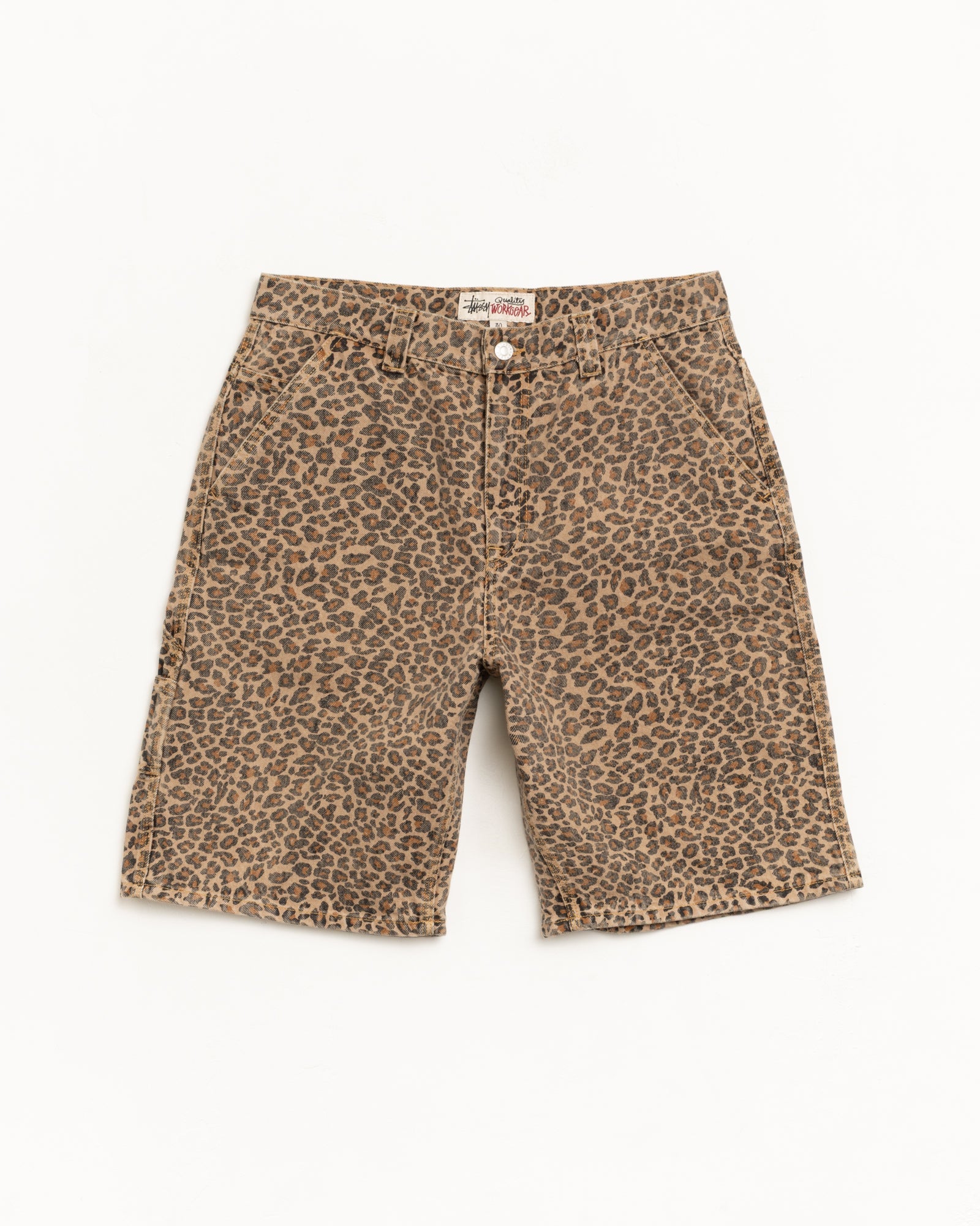 Work Short Vintage Wash Mens Regular In Leopard | hero:main:collection:new-arrivals,shirts,tops-shirts,all,tees,outerwear,denim,knits,accessories,sunglasses,hoodies,sweats,mens-hoodies-sweatshirts,shorts,pants,bottoms,denim-jeans, | product-card-slider