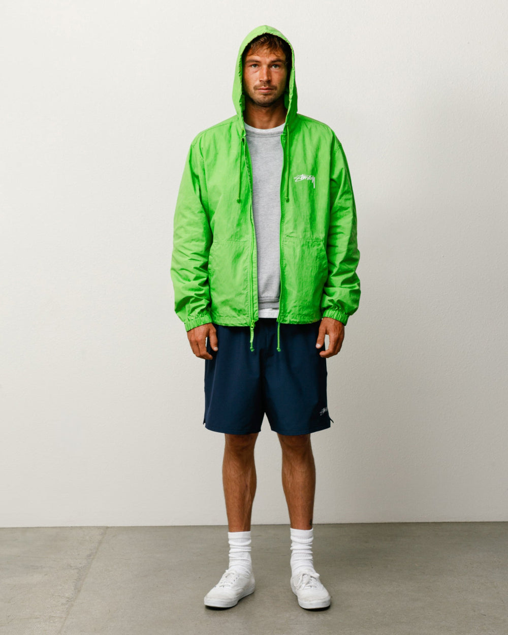 Sport Short shorts in Navy with elastic waist and Stüssy logo at left leg | product-card-slider