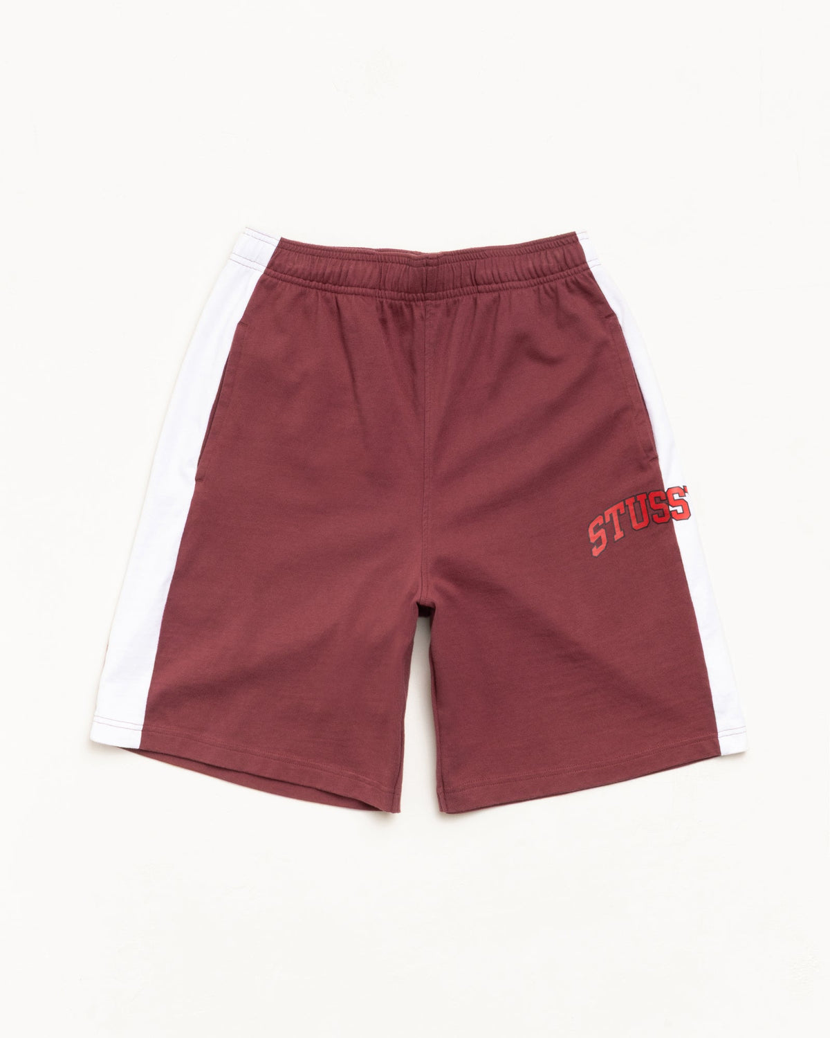 Stripe Jersey Short Mens Regular In Burgundy | hero:main:collection:new-arrivals,shirts,tops-shirts,all,tees,outerwear,denim,knits,accessories,sunglasses,hoodies,sweats,mens-hoodies-sweatshirts,shorts,pants,bottoms | product-card-slider