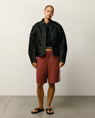 Stripe Jersey Short Mens Regular In Burgundy