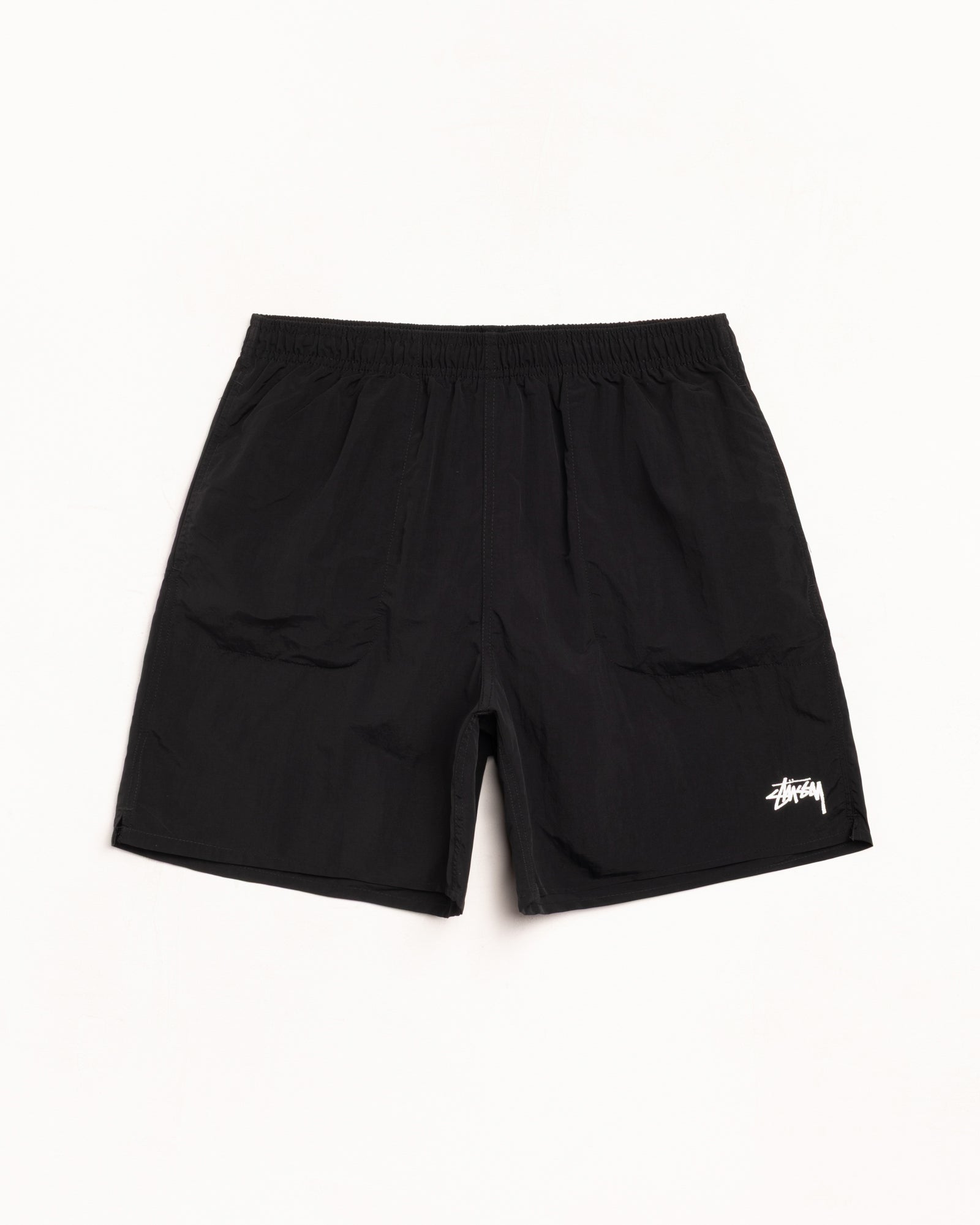 Stüssy Stock Water Short unisex shorts in Black | hero:main:collection:new-arrivals,shirts,tops-shirts,all,tees,outerwear,denim,knits,accessories,sunglasses,hoodies,sweats,mens-hoodies-sweatshirts,shorts,pants,bottoms,crew-sweats,zip-ups,swim,sweatpants,graphics,lazy-tees,mens-swim,womens-swim,swim,basic-9twenty,button-ups,jerseys,thermals,shorts,trunks,cargos,denim-jeans,bottoms,bags,belts,wearables,gear,footwear,button-ups,basic-tops,jerseys, | product-card-slider