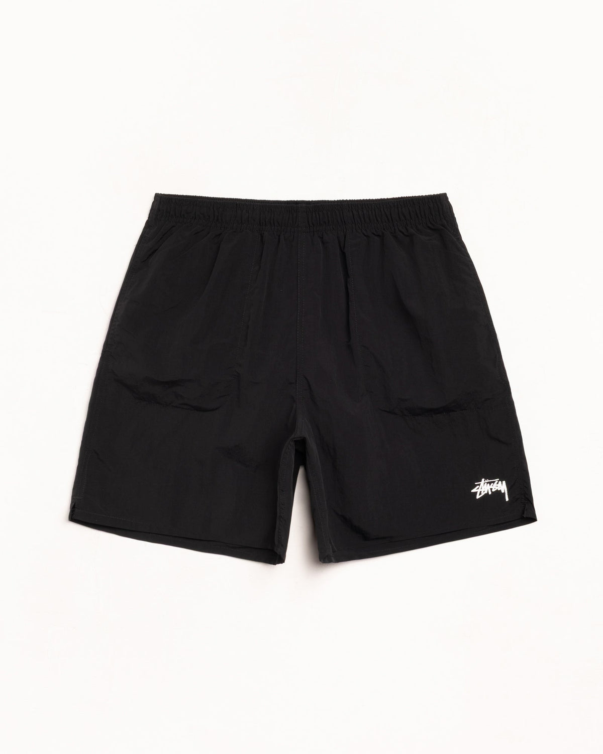 Stüssy Stock Water Short unisex shorts in Black | hero:main:collection:new-arrivals,shirts,tops-shirts,all,tees,outerwear,denim,knits,accessories,sunglasses,hoodies,sweats,mens-hoodies-sweatshirts,shorts,pants,bottoms,crew-sweats,zip-ups,swim,sweatpants,graphics,lazy-tees,mens-swim,womens-swim,swim,basic-9twenty,button-ups,jerseys,thermals,shorts,trunks,cargos,denim-jeans,bottoms,bags,belts,wearables,gear,footwear,button-ups,basic-tops,jerseys, | product-card-slider