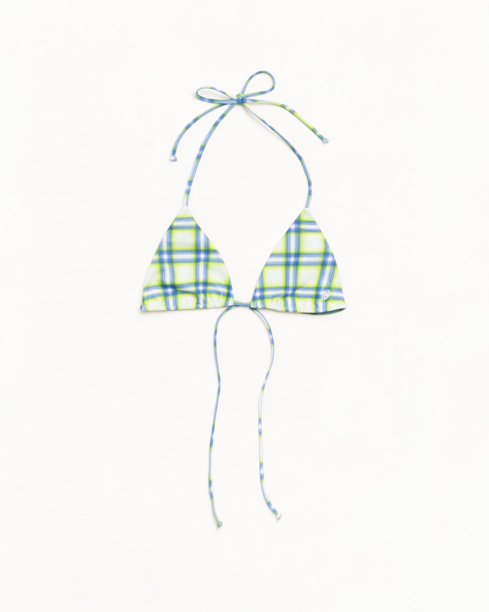 Triangle Bikini Top Womens Sleeveless In Green Plaid | hero:main:collection:new-arrivals,shirts,tops-shirts,all,tees,outerwear,denim,knits,accessories,sunglasses,hoodies,sweats,mens-hoodies-sweatshirts,shorts,pants,bottoms,crew-sweats,zip-ups,swim,sweatpants,graphics,lazy-tees,mens-swim,womens-swim,swim,basic-9twenty,button-ups,jerseys,thermals,shorts,trunks,cargos,denim-jeans,bottoms,bags,belts,wearables,gear,footwear,button-ups,basic-tops,jerseys, | product-card-slider