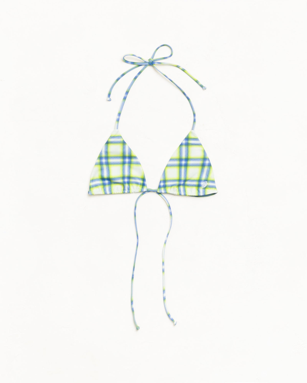 Triangle Bikini Top Womens Sleeveless In Green Plaid | hero:main:collection:new-arrivals,shirts,tops-shirts,all,tees,outerwear,denim,knits,accessories,sunglasses,hoodies,sweats,mens-hoodies-sweatshirts,shorts,pants,bottoms,crew-sweats,zip-ups,swim,sweatpants,graphics,lazy-tees,mens-swim,womens-swim,swim,basic-9twenty,button-ups,jerseys,thermals,shorts,trunks,cargos,denim-jeans,bottoms,bags,belts,wearables,gear,footwear,button-ups,basic-tops,jerseys, | product-card-slider