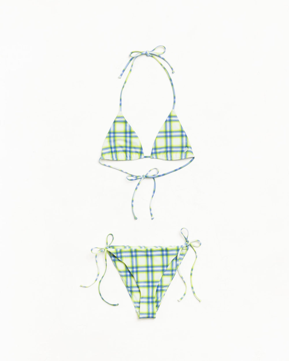 Triangle Bikini Top Womens Sleeveless In Green Plaid