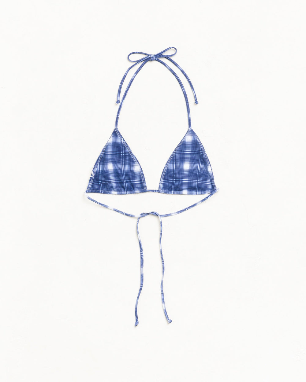 Triangle Bikini Top Womens Sleeveless In Navy Plaid