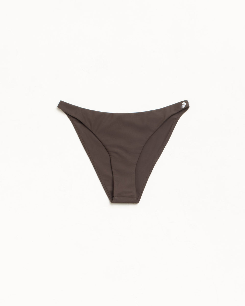 Bikini Bottom Swim in the color Brown featuring a rubberized Stüssy swirly S logo | hero:main:collection:graphics,lazy-tees,mens-swim,womens-swim,swim,basic-9twenty,button-ups,jerseys,thermals,shorts,trunks,cargos,denim-jeans,bottoms,bags,belts,wearables,gear,footwear,swim,new-arrivals,shirts,tops-shirts,all,tees,outerwear,denim,knits,accessories,sunglasses,hoodies,sweats,mens-hoodies-sweatshirts,shorts,pants,bottoms,spring-26-collection | product-card-slider