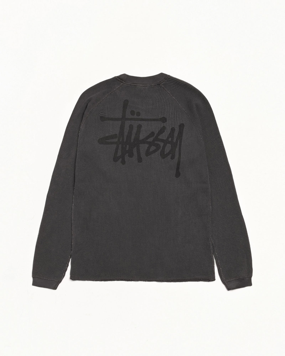 Basic Stüssy Thermal Knit in Washed Black | hero:main:collection:button-ups,basic-tops,jerseys,new-arrivals,shirts,tops-shirts,all,tees,outerwear,denim,knits,accessories,sunglasses,hoodies,thermals,sweats,mens-hoodies-sweatshirts,shorts,pants,bottoms,crew-sweats,zip-ups,swim,sweatpants, | product-card-slider