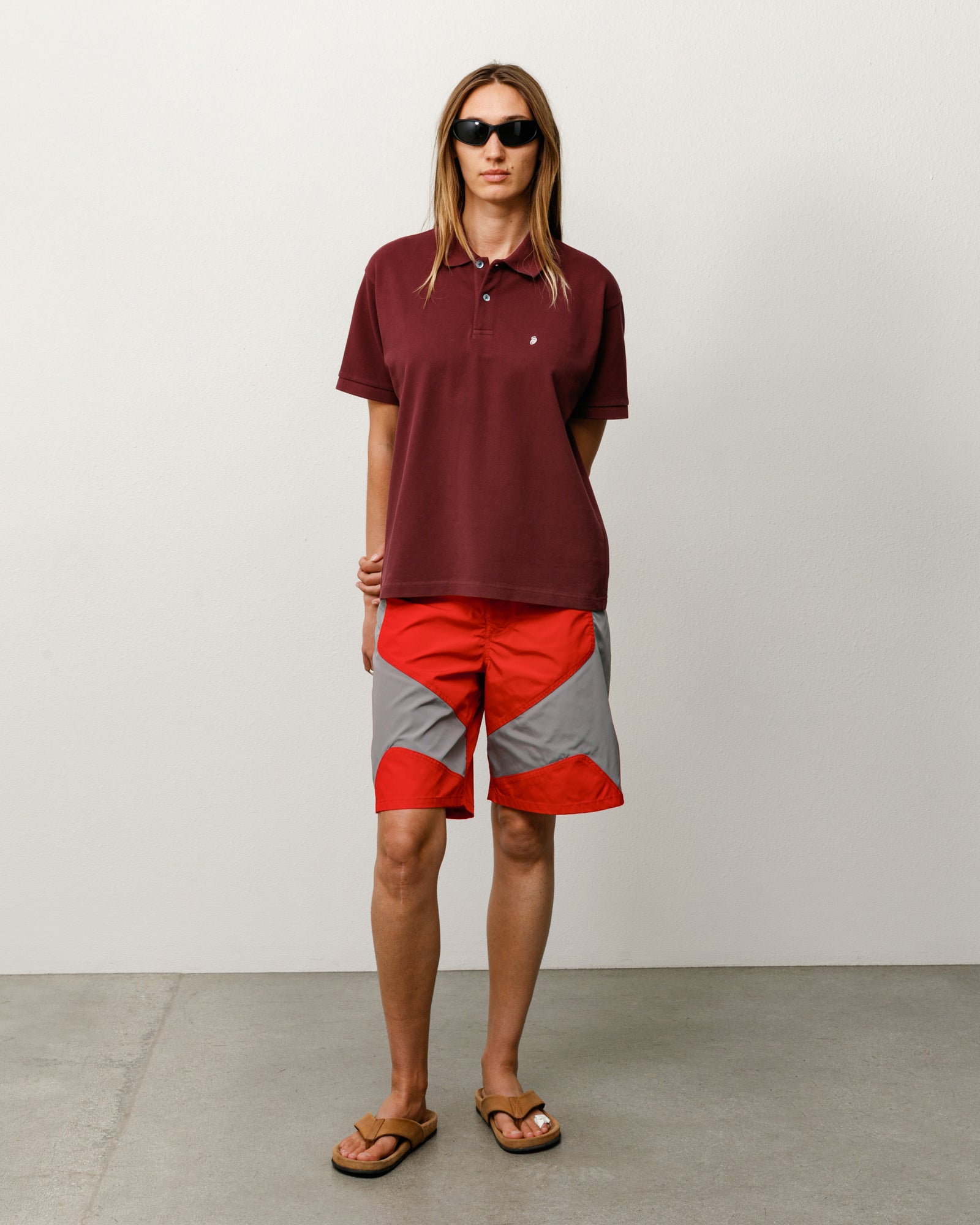 Classic Pique Polo shirt in Plum, midweight cotton with rib collar and chest logo by Stüssy