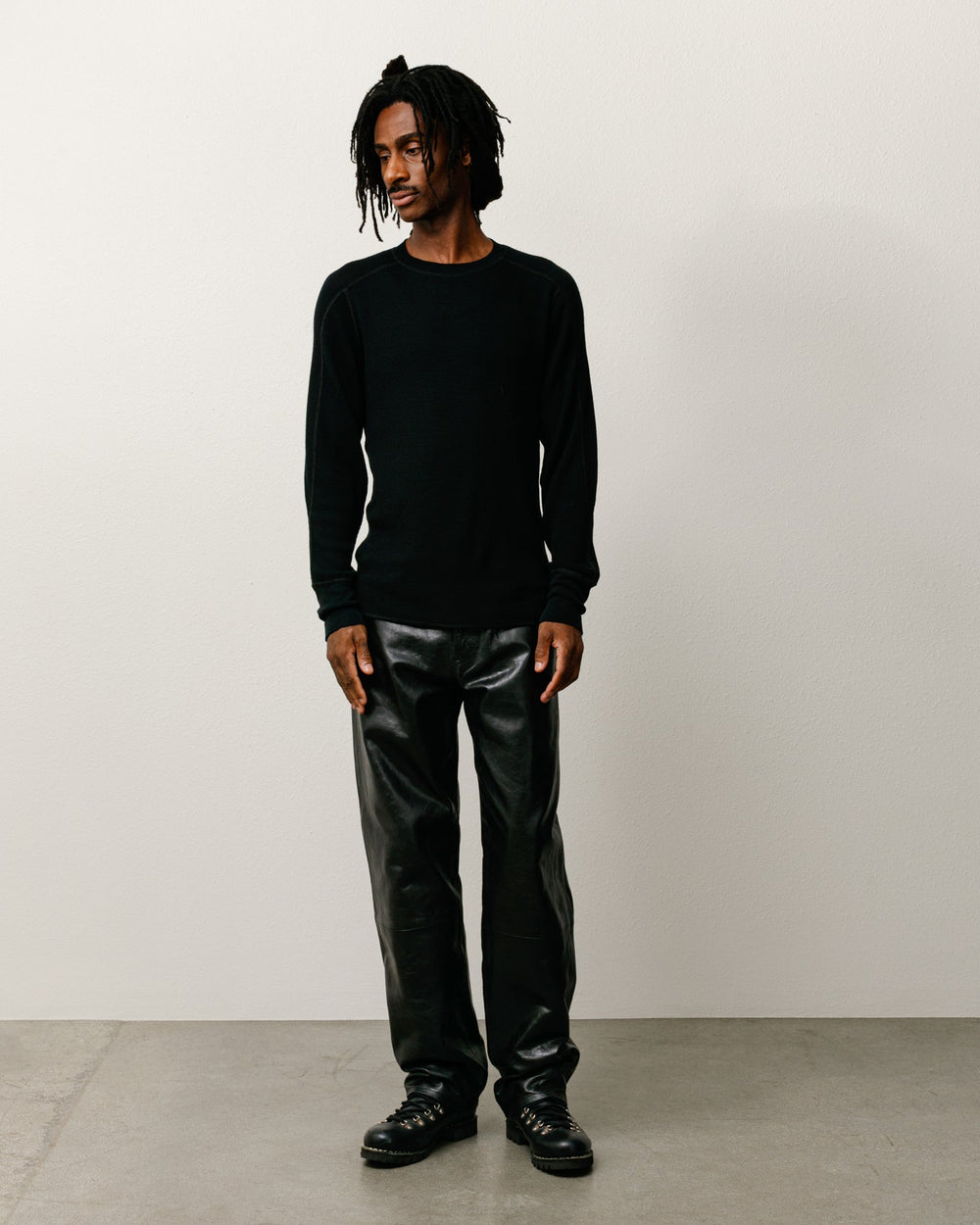 Wool LS Thermal Knit in the color Black