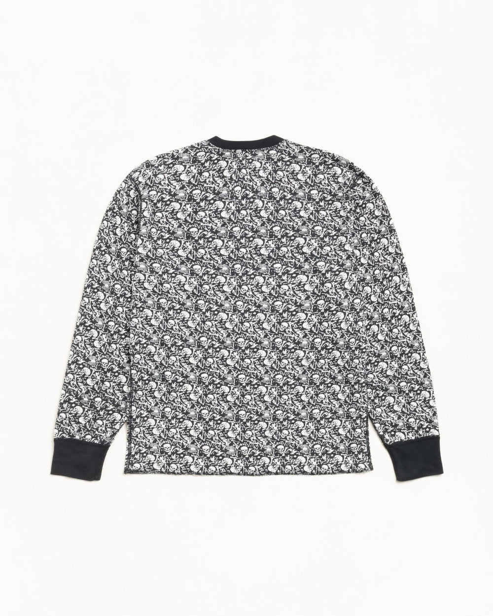 Pigment Dyed LS Thermal waffle knit long sleeve in Bones, allover skull print | product-card-slider
