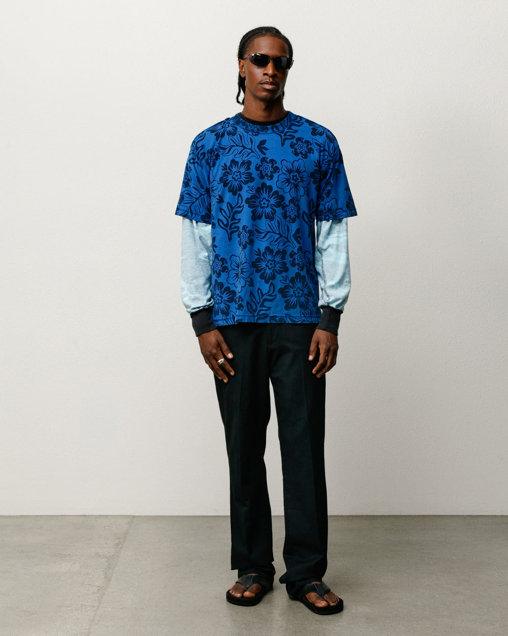 Lazy Floral Tee short-sleeve unisex with allover floral print in Sport Blue | product-card-slider