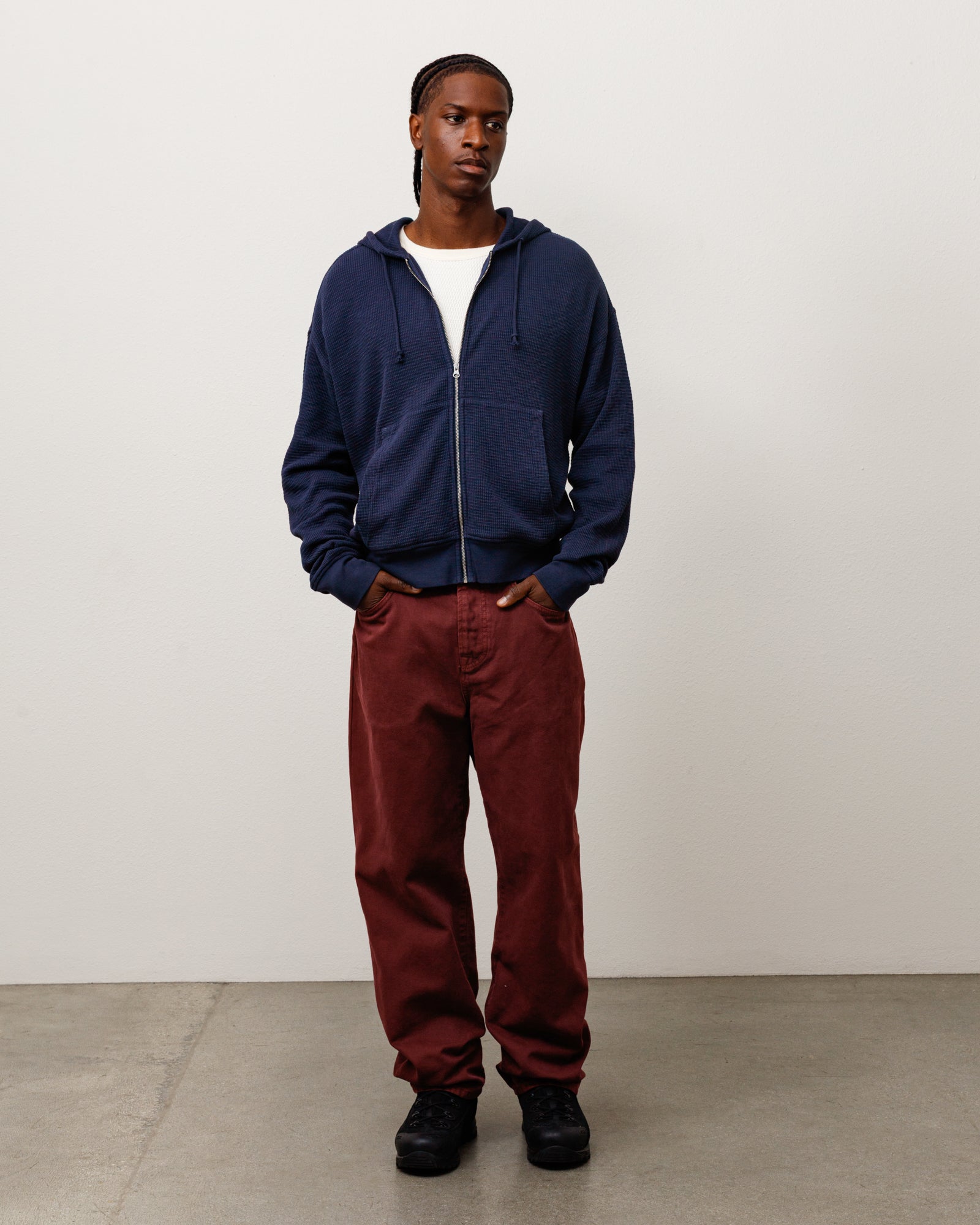 Light Weight Thermal Hood Unisex Long Sleeve In Navy | product-card-slider