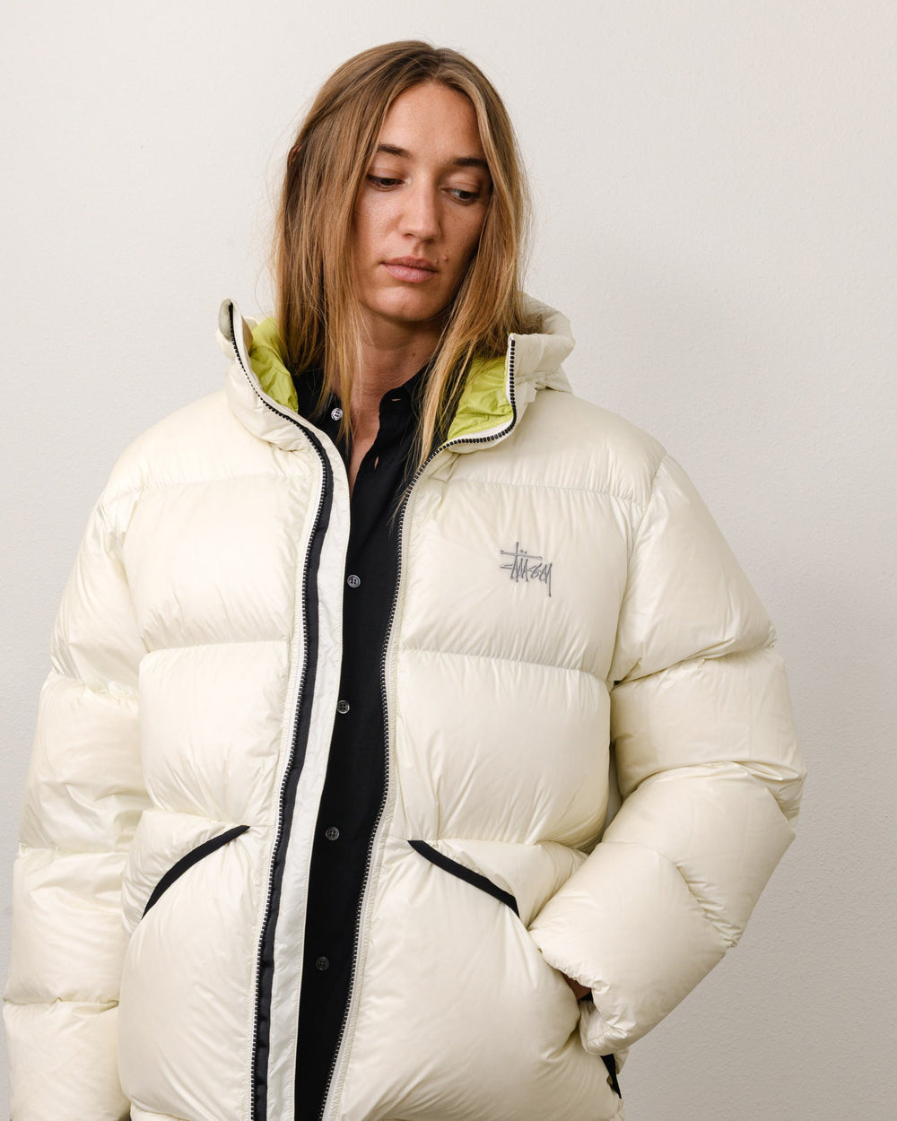 Micro Ripstop Down Parka Unisex Long Sleeve In Bone